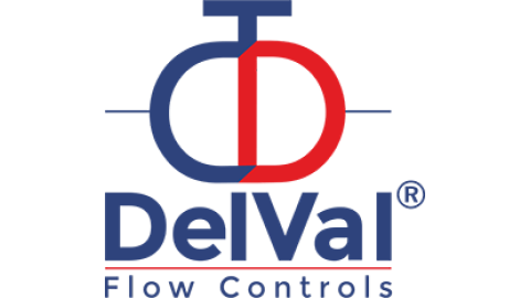 blue and orange DelVal logo