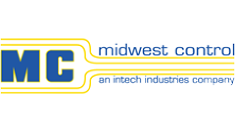 blue and yellow Midwest Control logo