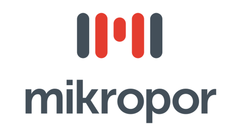 black and red Mikropor logo