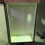 Painted Green Cabinet Doors Open