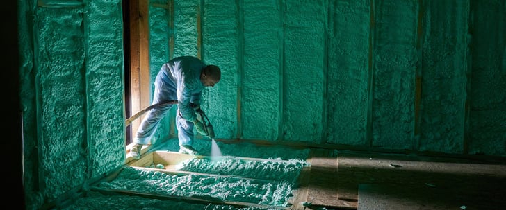 Spray Foam Hose used by Employee